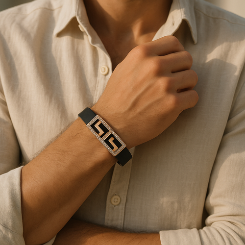 Black & Gold Greek Key Bracelet